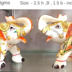 Handcrafted Marble Elephant Pair Rare Find