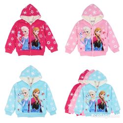 "Elsa and Anna Girls' Cotton Hoodie Jacket for Autumn and Winter" - A Warm and Stylish Choice for Your Girls!