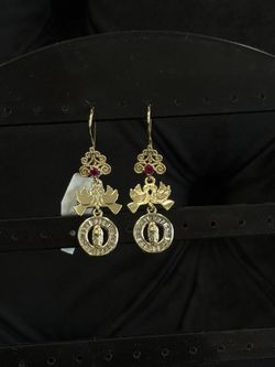 Aretes Con Virgen Chapa De Oro 18 K