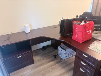 L-Shaped Executive Desk with Drawers