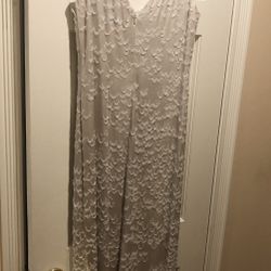 Beautiful Kay Unger Evening Dress , Off White Satin Beaded Size 10  Worn once , if you see it here , it is available  Smoke free , pet free home