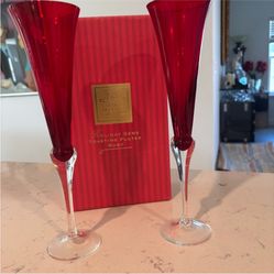 Lennox Ruby, Red Toasting Flutes New In The Box