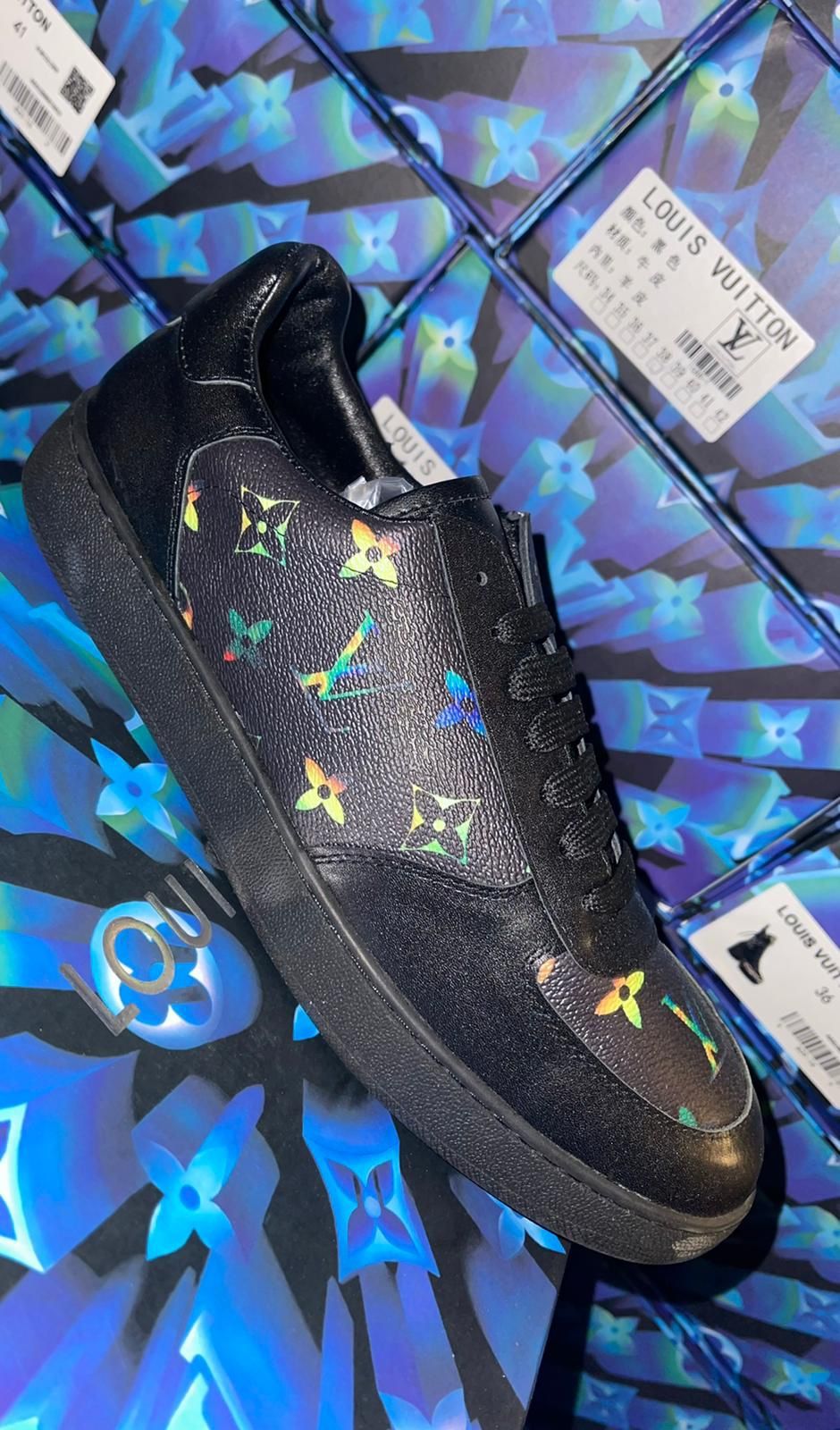 New Louis Vuitton Trainer #54 Graphic Print Blue/White Sneakers (Euro 44/ Men's 10-11) for Sale in Valley Stream, NY - OfferUp
