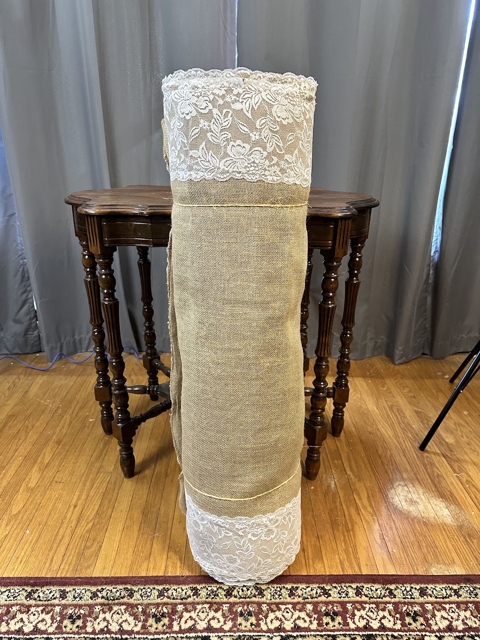 36in. X 100ft. Natural Burlap Wedding Aisle Runner With Lace Jute