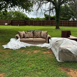 Luxury Brown Sofa & Loveseat Set – Elegant, Plush, Statement Piece
