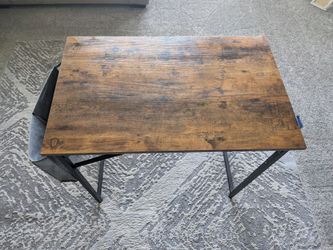 Woodgrain/Black Metal Desk