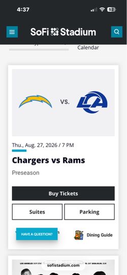 Chargers vs Rams parking