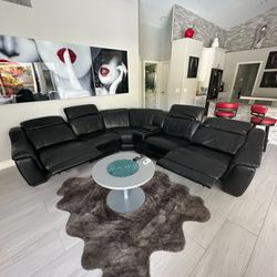 El Dorado black leather sectional six pieces to recliners one console excellent condition no pets no smoking adult household make it yours $1200 or be