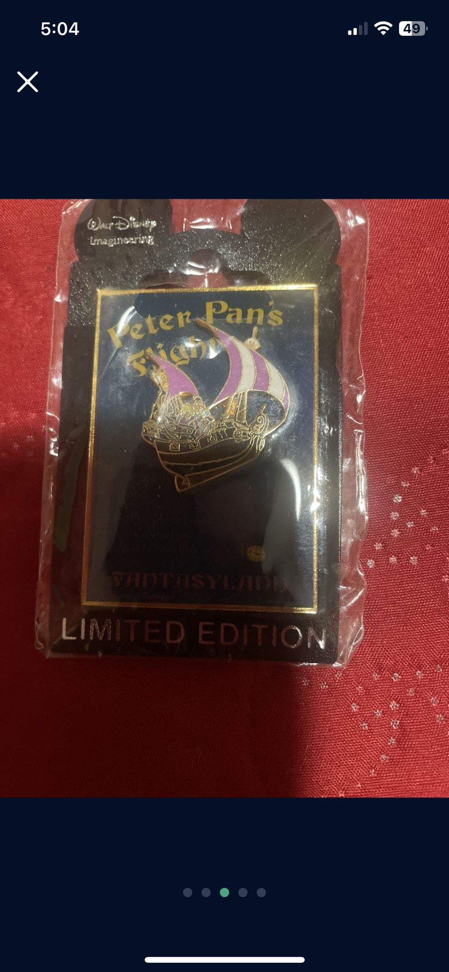 RARE limited edition peter pans flight disney pin