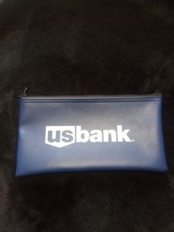 US Bank Money Bag Pouch Blue Leather