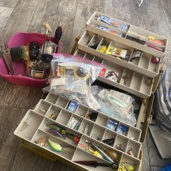 Large Tackle Box With Lots Of Things Including Reels