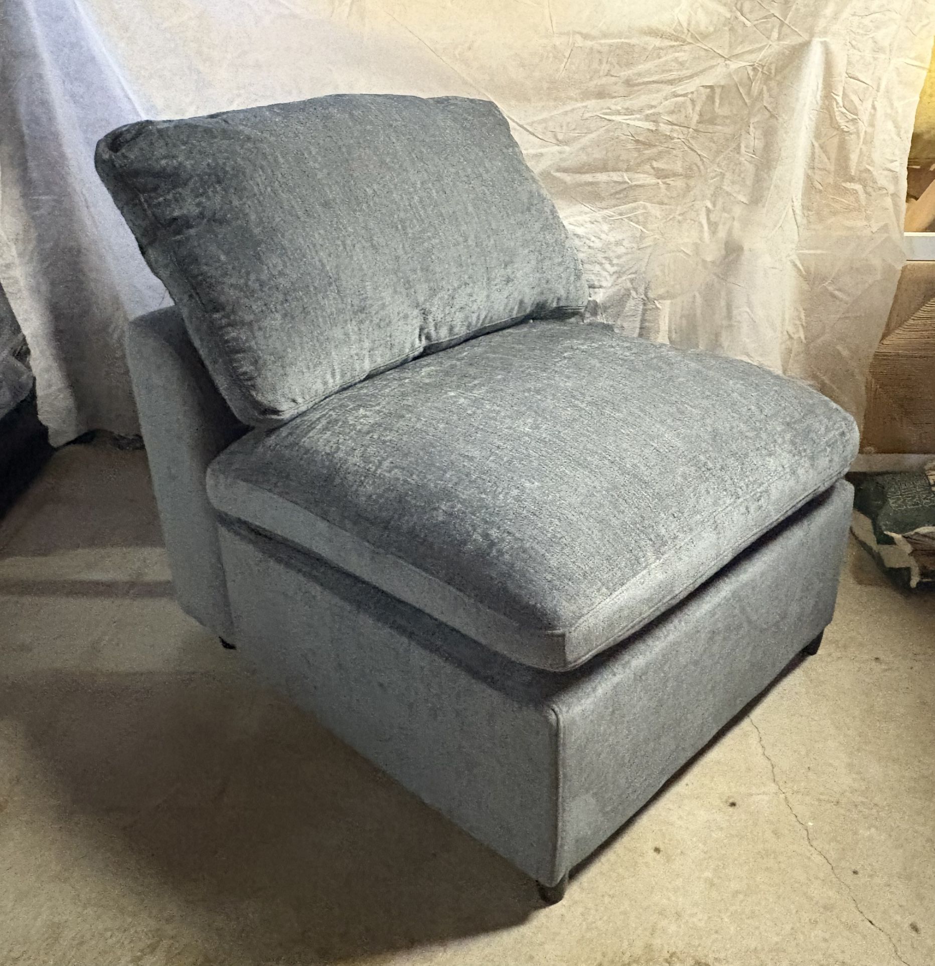 New gray chenille accent chair Super soft extra thick seat cushion