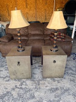Set of 2 * Tall Skinny Large Buffet Lamps Set of 2 Brown Light Bronze Finish