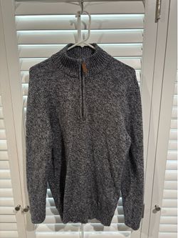 St. John’s Bay Mens Size Medium Gray Black Turtle Neck Quarter Zip
