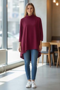 High-low res turtle neck sweatshirt 
