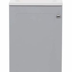 Glacier Bay 18.25 in. W x 16.68 in. D Bath Vanity in Pearl Gray with Cultured Marble Vanity Top in White with White Basin