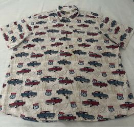 RedHead Historic Route 66 Classic Cars Button-Down Shirt. 3XL