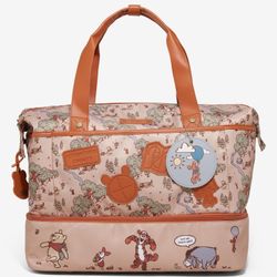 Brand New! LARGE Disney Winnie the Pooh Hundred Acre Wood Map Travel Weekender Bag