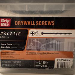  Half-Full Box of Grip-Rite #8 x 2-1/2” Drywall Screws – 12.8 lbs