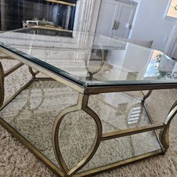 Modern gold and glass coffee table