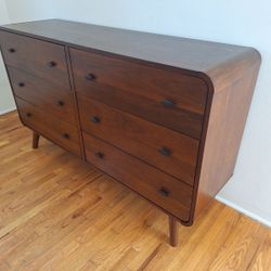 New Mid Century Dresser With Rounded Corners.  Pine Wood / Walnut Corners.  61”x17”Dx36”H.  Free Delivery!