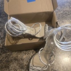 Sugar brand White and silver snake print high heels, Size US 8