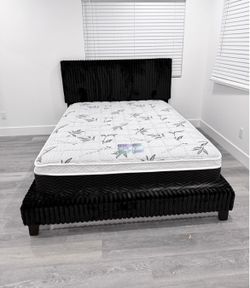 New Queen bed frame with mattress