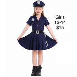 Girls Police Cop Skirt Uniform Costume Career Day Halloween 12-14