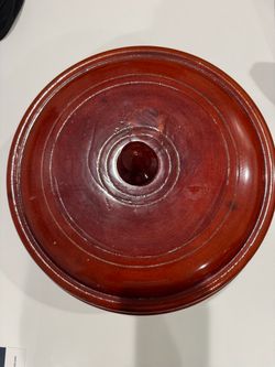 Red Glazed Wood Pottery Lid