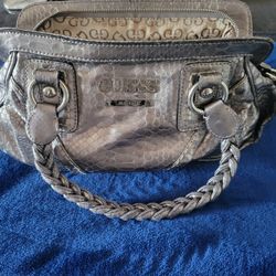 GUESS Handbag Purse Metallic Silver 