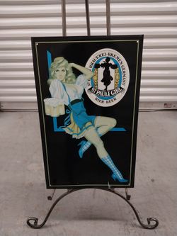 ST.  PAULI   GIRL  BEER  TIN  SIGN.   (1992)