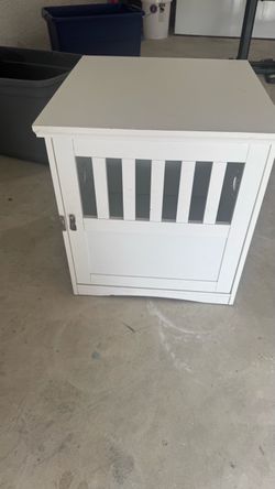 White Wood Dog Crate End Table
