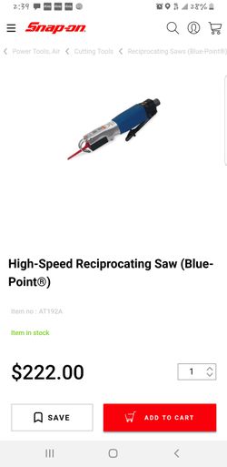 Snap on high speed reciprocating saw