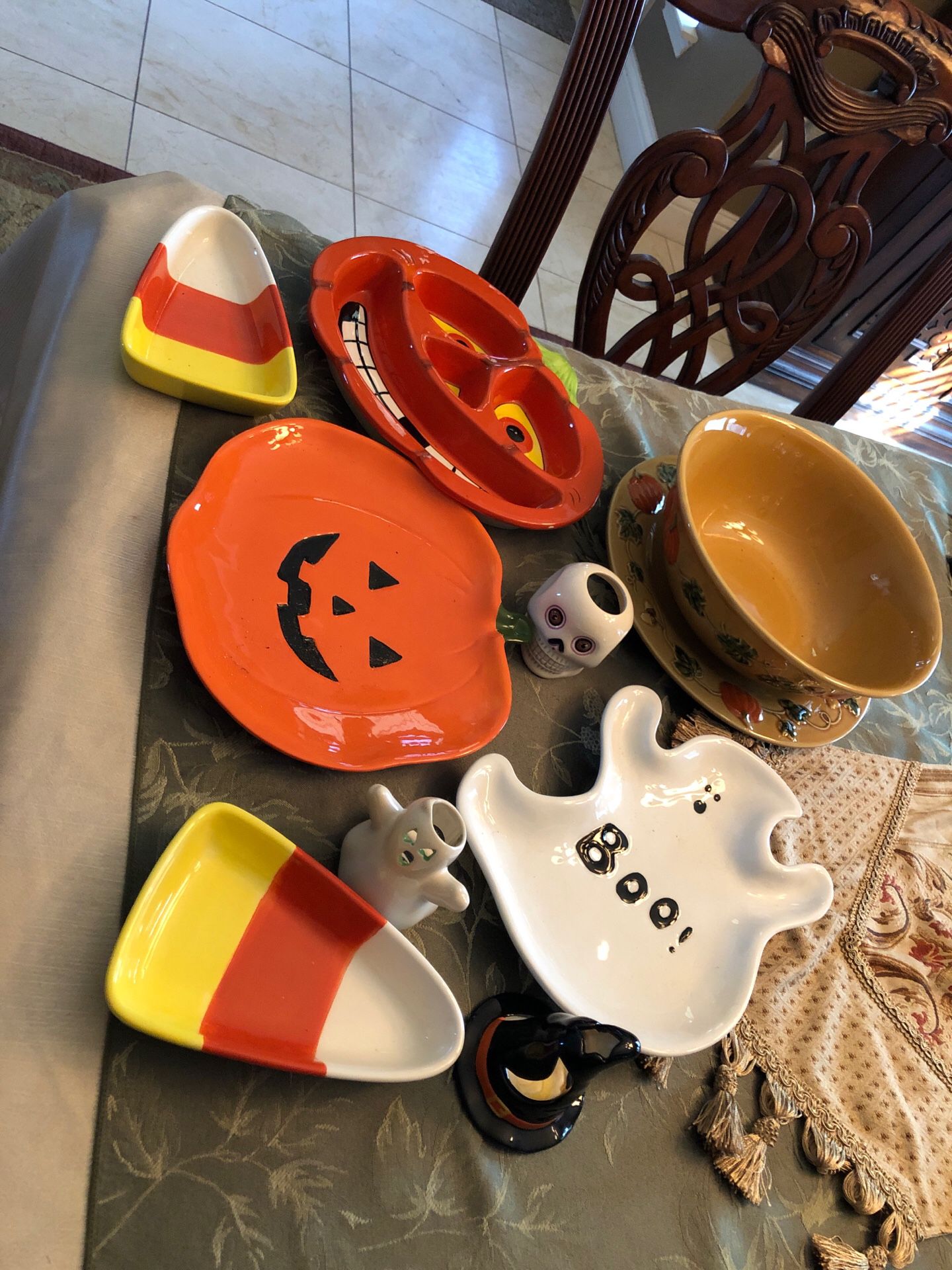 Halloween and Fall candy, cookie plates candle holders