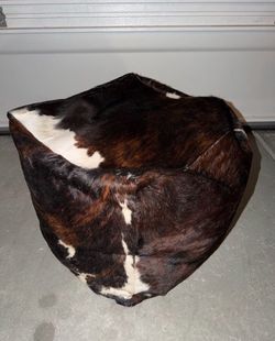 Cowhide Leather Ottoman Pouf