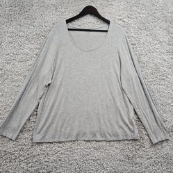 Eileen Fisher Shirt Womens 3X Gray Long Sleeve Pullover Stretch Scoop Neck
