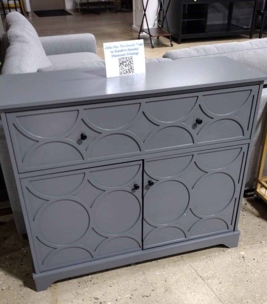 Gray Accent Cabinet With Storage On Both Sides