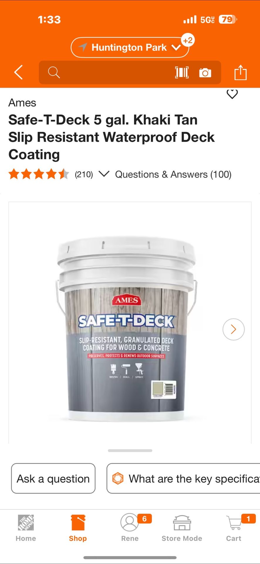 Ames Safe T Deck 5 gal. Khaki Tan Slip Resistant