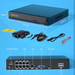 FOSCAM 3K 5MP 8CH PoE Network Video Recorder for Home Security Camera System