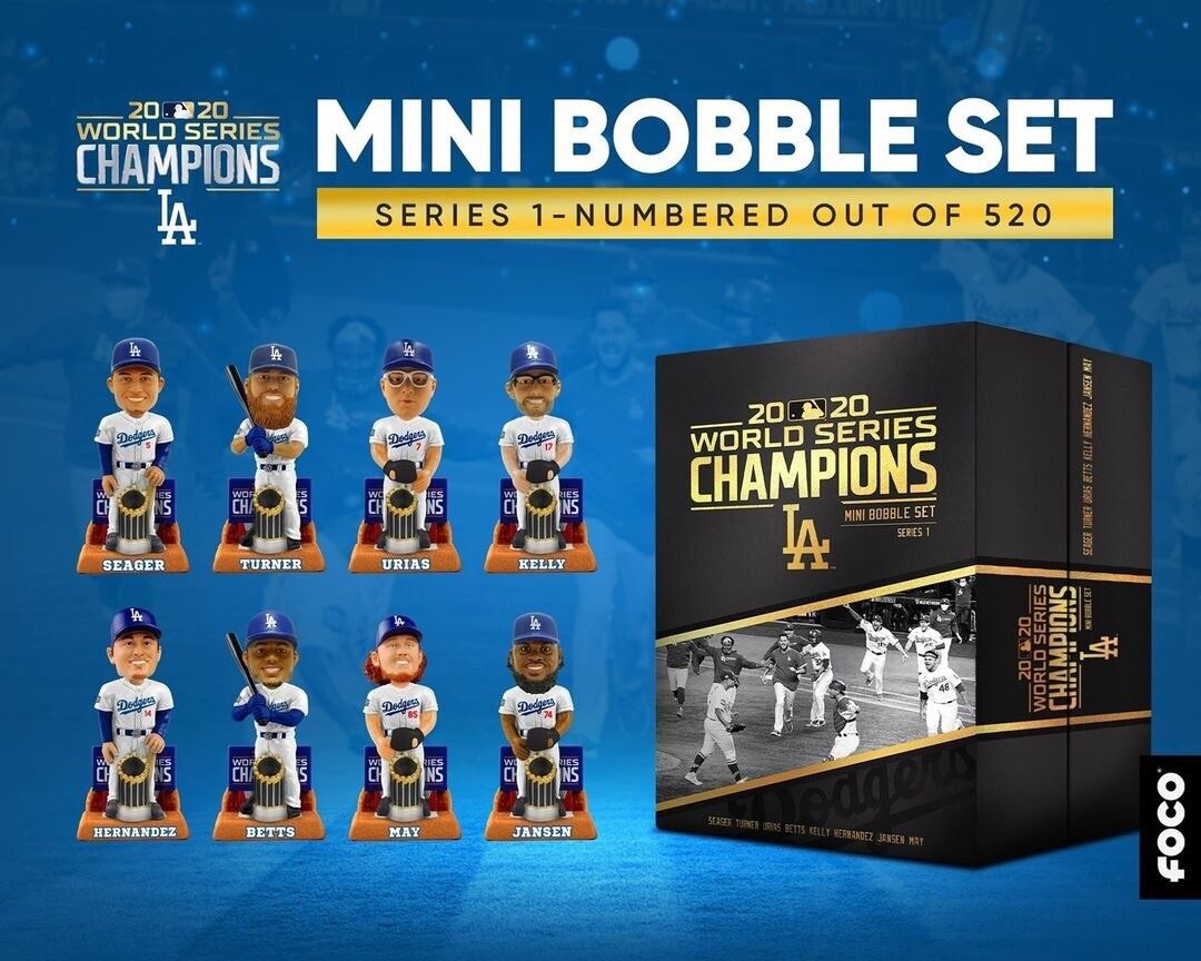 2020 Dodgers Championship Mini Bobble Head Set 1 And 2 For Trade
