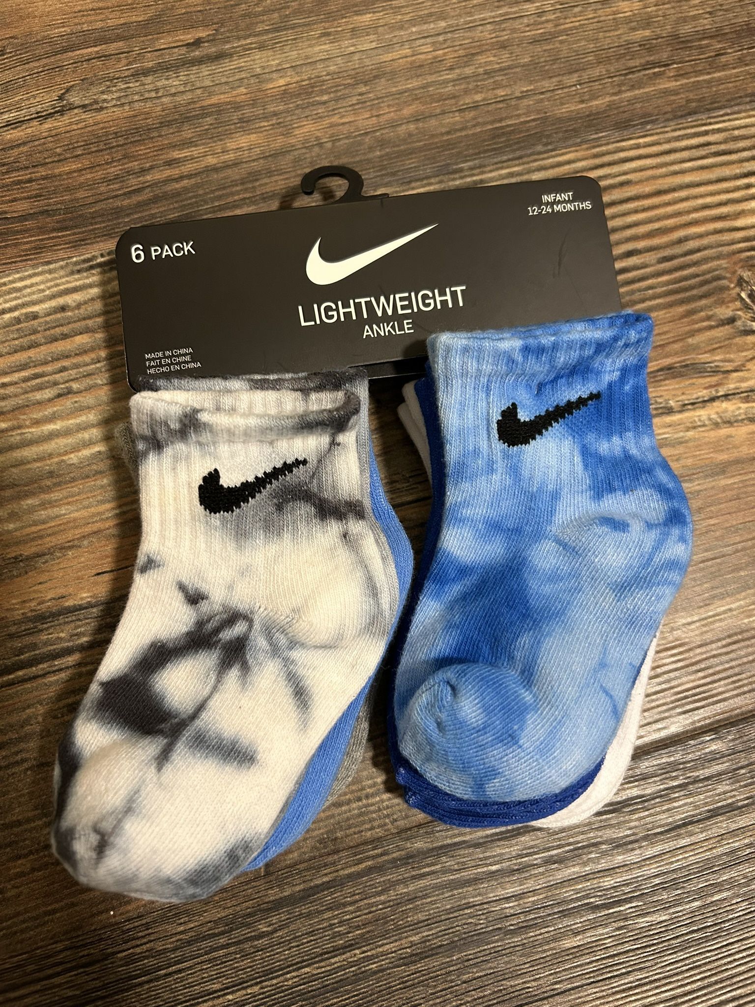 Nike Toddler Baby Boy Socks White/Blue 6 Pairs, Size 6-12 Months