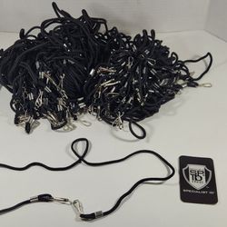 LOT OF NEW DOUBLE ENDED LANYARD WITH 2 CLIPS FOR SPECIAL EVENT BADGE BLACK STRAP