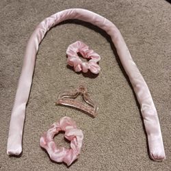 Pink Satin Heatless Curling Set