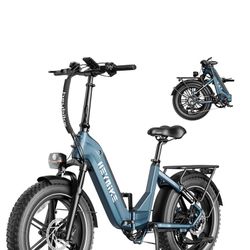 Heybike Ranger S Electric Bike for Adults, Foldable 1400W Peak Motor Ebike, 20" x 4.0" Fat Tire Step-Thru Electric Bicycle, 48V 14.4AH Removable Batte