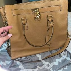 Michael Kors Cognac Tote Bag With Lock And Key 