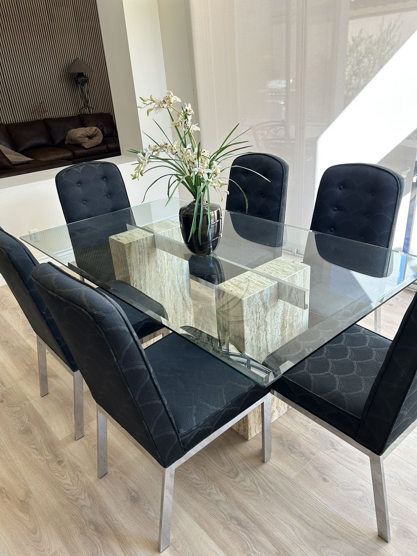 Glass Dining Room Table & 6 Side Chairs