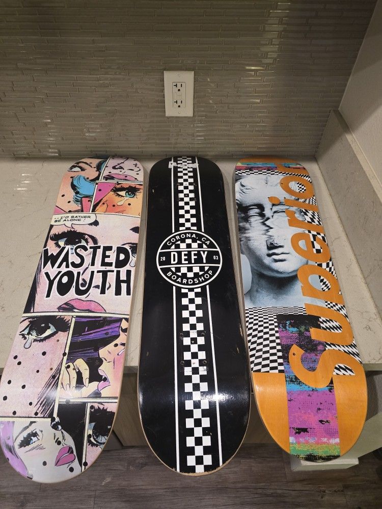 3- Brand New skate Board Decks.