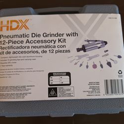 HDX Pneumatic DIE GRINDER w/ 12 PC Accessory Kit HC 22,000 RPM CFM @ 90 PSI NEW