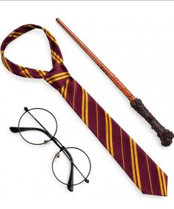 Harry potter Wizard Costume Round Glasses, Tie & Magic Wand for Kids & Adults
Wizard Costume Accessories Set – Round Nerd Glasses, Magic Wand & Maroon
