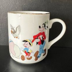 Vintage Disneyland Walt Disney Productions Porcelain Coffee Cup Mug Made In Japan Collectible Souvenir